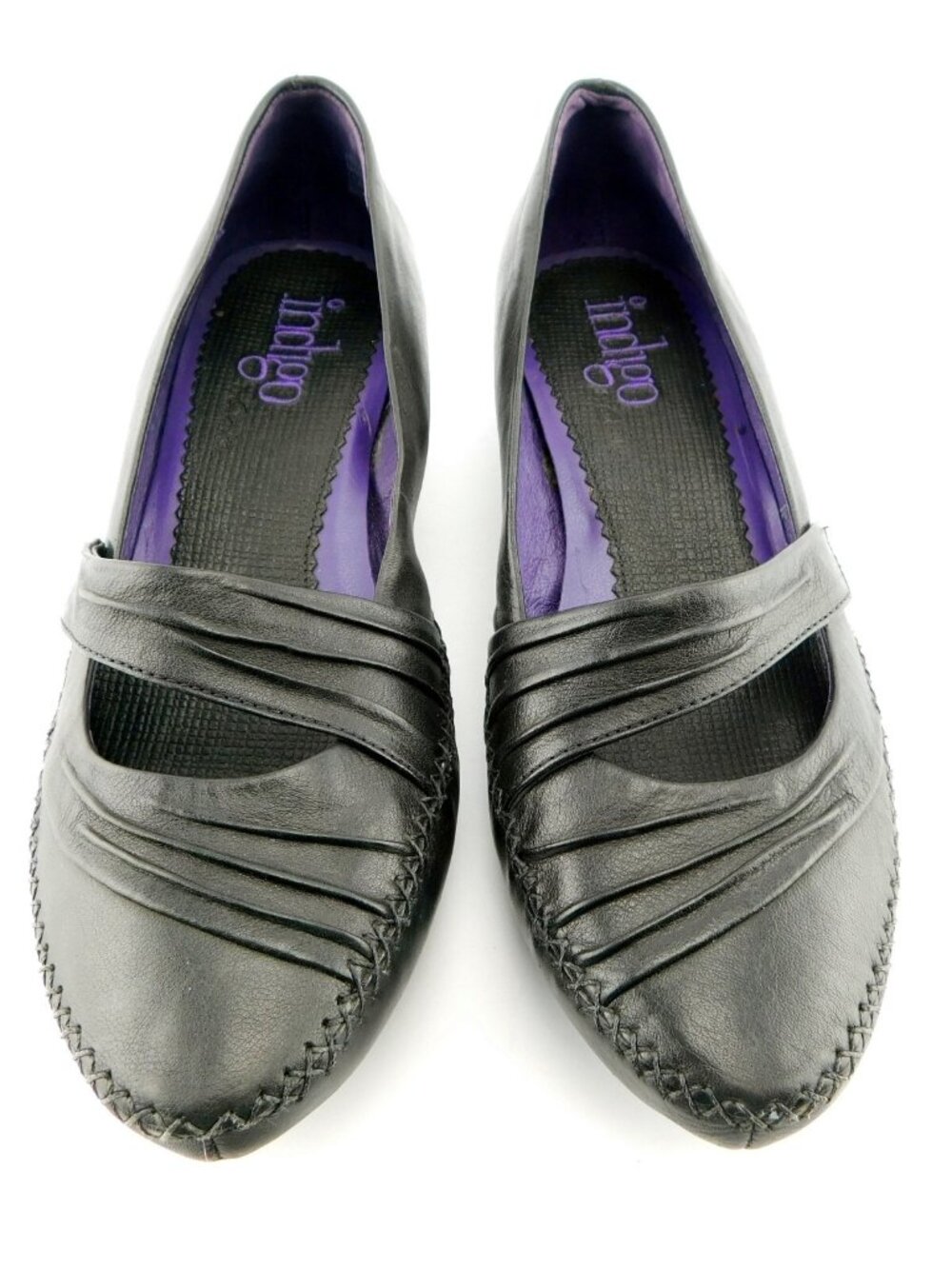 CLARKS INDIGO Black Leather Mary Jane Heel Pumps 8